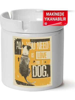 Çakılap Sevimli Köpek  Baskılı Porselen At-Söndür Küllük (Kl-Hyvn-Kpk)