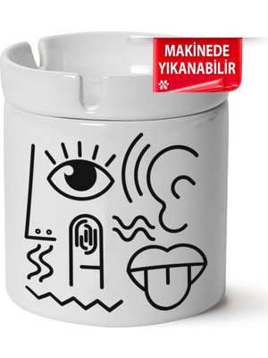 Çakılap Retro  Baskılı Porselen At-Söndür Küllük (Kl-Rtr)