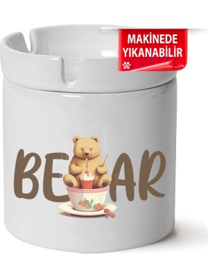 Çakılap Sevimli Ayıcık  Baskılı Porselen At-Söndür Küllük (Kl-Hyvn-Ayı)