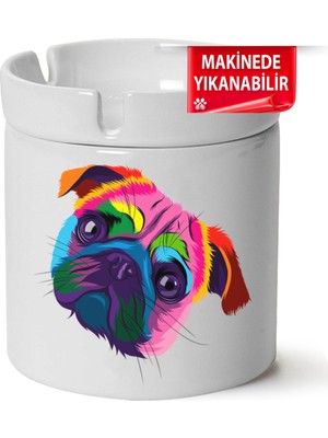 Çakılap Sevimli Köpek  Baskılı Porselen At-Söndür Küllük (Kl-Hyvn-Kpk)