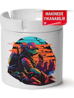 Çakılap Ninja Kaplumbağa Baskılı Porselen At-Söndür Küllük (Kl-Krs)