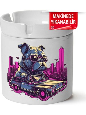 Çakılap Sevimli Köpek  Baskılı Porselen At-Söndür Küllük (Kl-Hyvn-Kpk)