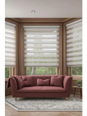 Özel Jaluzi Beyaz Bambu Kumaş Zebra Stor Perde Polyester Malzeme ile Uzun Ömürlü ve Şık