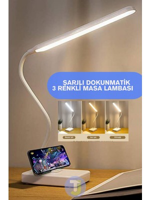 Technojet USB Şarjlı Beyaz Telefon Tutucu Masa Lambası Farklı Renk Seçenekli Şık Gece Lambası Ofis