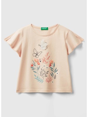 Benetton Krem Kadın T-Shirt 3096G10EN
