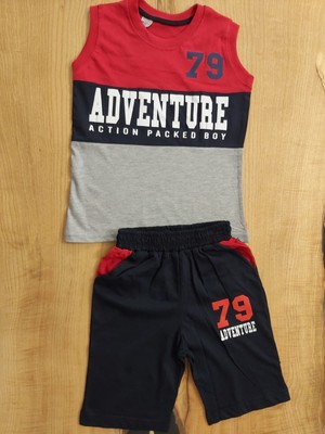 Mor Tırtıl Erkek Çocuk Şort Takım