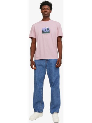 Jack & Jones Jorlucca Erkek Pembe T-Shirt 12253613-PINKNECTAR