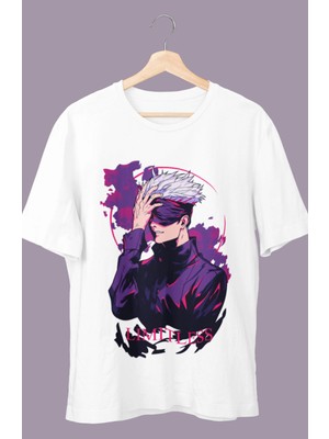 Fuddy Moda Oversize Limitless Jjk Gojo Baskılı T-Shirt, Unisex Anime Baskılı Tişört