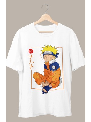 Fuddy Moda Oversize Uzumaki Naruto Baskılı T-Shirt, Unisex Anime Baskılı Tişört