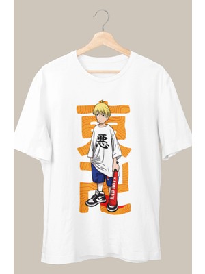 Fuddy Moda Oversize Tokyo Revengers Mikey Baskılı T-Shirt, Unisex Anime Baskılı Tişört