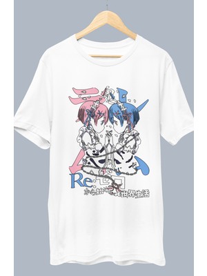 Fuddy Moda Oversize Re:zero Version2 Baskılı T-Shirt, Unisex Anime Baskılı Tişört