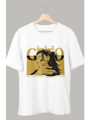 Fuddy Moda Oversize Jjk Suguru Geto Baskılı T-Shirt, Unisex Anime Baskılı Tişört