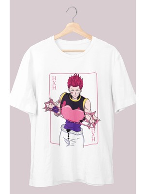 Fuddy Moda Oversize Hisoka Baskılı T-Shirt, Unisex Anime Baskılı Tişört
