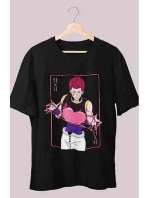 Fuddy Moda Oversize Hisoka Baskılı T-Shirt, Unisex Anime Baskılı Tişört