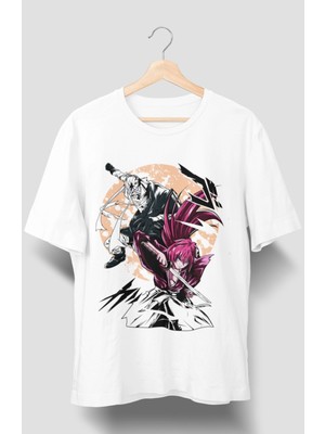 Fuddy Moda Oversize Rurouni Kenshin Baskılı T-Shirt, Unisex Anime Baskılı Tişört