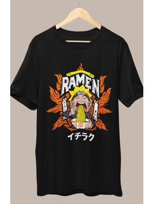 Fuddy Moda Oversize Ramen Naruto Baskılı T-Shirt, Unisex Anime Baskılı Tişört