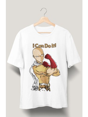 Fuddy Moda Oversize One Punchman Saitama Baskılı T-Shirt, Unisex Anime Baskılı Tişört