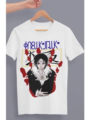 Fuddy Moda Oversize Hunter x Hunter Chrollo Lucilfer Baskılı T-Shirt, Unisex Anime Baskılı Tişört