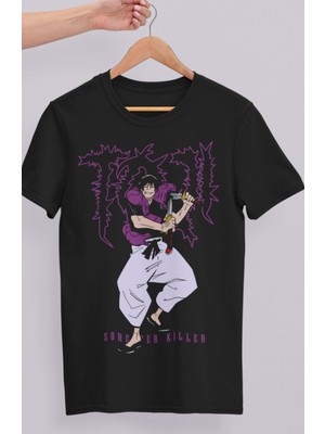 Fuddy Moda Oversize Jujutsu Kaisen Toji Fushiguro Baskılı T-Shirt, Unisex Anime Baskılı Tişört