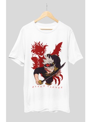 Fuddy Moda Oversize Black Clover Asta Ex Tişört, Unisex Anime Baskılı T-Shirt