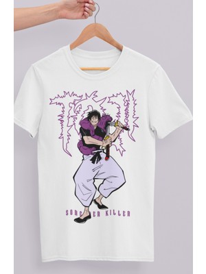 Fuddy Moda Oversize Jujutsu Kaisen Toji Fushiguro Baskılı T-Shirt, Unisex Anime Baskılı Tişört