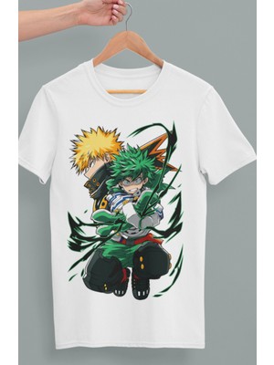 Fuddy Moda Oversize My Hero Academia Izuku Midoriya Katsuki Bakugo Baskılı T-Shirt,unisex Anime Baskılı Tişört