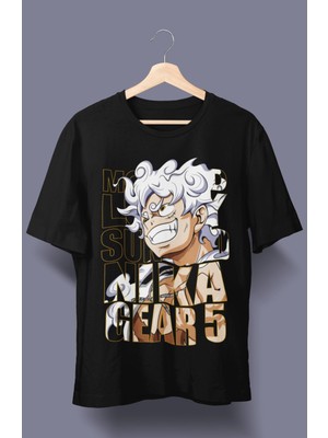 Fuddy Moda Oversize Gear 5 Luffy Baskılı Tişört, Unisex Anime Baskılı T-Shirt