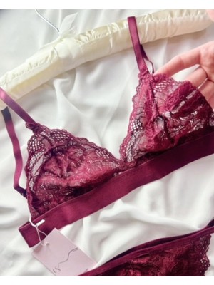 Es Lingerie Iyla Bordo Bralet Takım