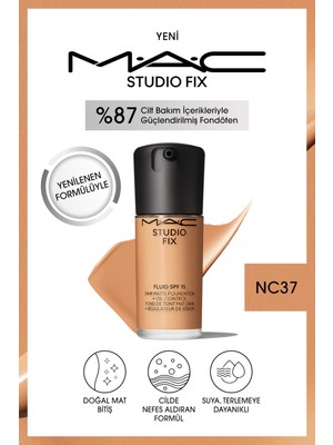 Mac 24 Saate Kadar Kalıcı Mat Fondöten - Studio Fix Fluid Spf15 - Renk: Nc37 - 30ml