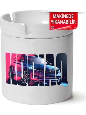 Skoda Kodiaq Baskılı Porselen At-Söndür Küllük (Kl-Otmbl-Skd)