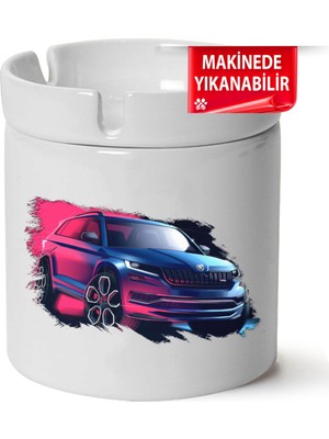 Skoda Kodiaq Baskılı Porselen At-Söndür Küllük (Kl-Otmbl-Skd)