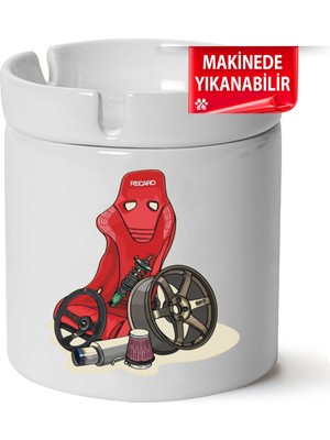 Çakılap Modifiye Baskılı Porselen At-Söndür Küllük (Kl-Otmbl-Mdfy)