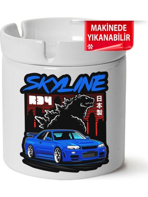 Çakılap Nissan GTR34 Baskılı Porselen At-Söndür Küllük (Kl-Otmbl-Nssn)