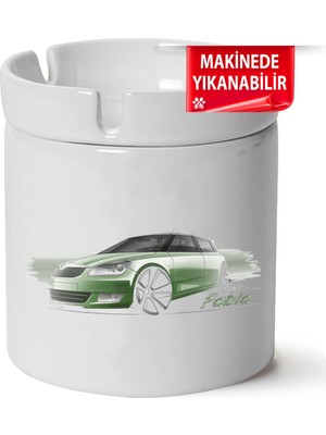 Çakılap Skoda Fabia 2 Baskılı Porselen At-Söndür Küllük (Kl-Otmbl-Skd)