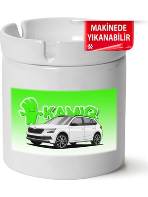 Çakılap Skoda Kamiq Baskılı Porselen At-Söndür Küllük (Kl-Otmbl-Skd)