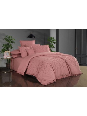 Sarev Peste Percale Pembe King Size Nevresim Takımı V4 Pembe