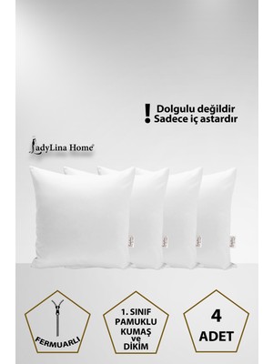 Ladylina Home 4'lü Kırlent Iç Astarı , Pamuklu Kırlent Mitil , Kırlent Şilte , Yastık Kılıfı (35X45-45X45-50X50)