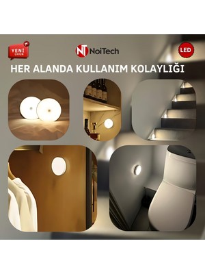 Noitech Hareket Sensörlü 8 Ledli Dahili Bataryalı LED Işık 6000K Beyaz