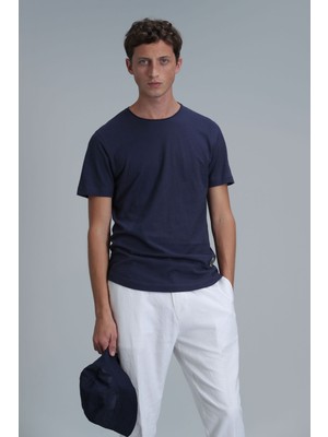 Lufian Erkek Junya Basic T-Shirt 111020203 Açık Lacivert