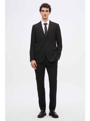 Twn Slim Fit Siyah Armürlü Takim Elbise 2EF05KV32525M