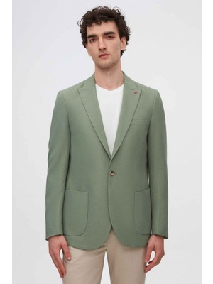 Twn Slim Fit Yeşil Armürlü Kumaş Ceket 2EF04ZB02409M