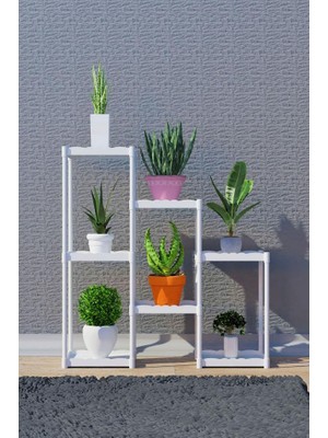 Armarks Işıl 7 Raflı Plastik Beyaz Saksılık Dekoratif Çiçeklik Saksı Standı 322_K_B