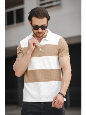 Oksit Ht 945026 Slim Fit Likralı Parçalı Polo Yaka Erkek Tshirt