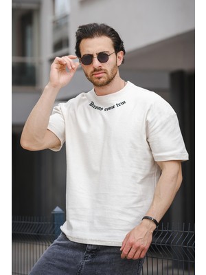 Oksit Trc 2783 Baskılı Bisiklet Yaka Oversize Erkek Tshirt