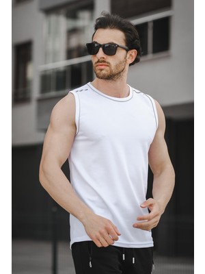 Oksit Mozi Mikro Polyester Slim Fit Erkek Atlet Performans Antrenman Renk Beyaz XL