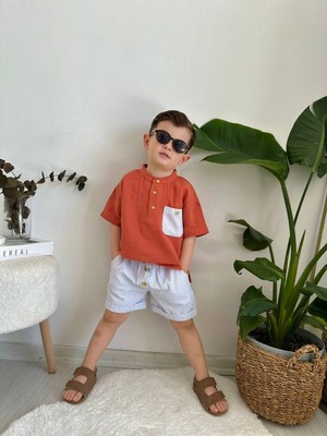 Lolipop Kids Store Erkek Çocuk Müslin Gömlek Şort Takım