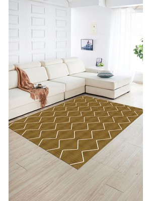 Napoli Home Dijital Baskılı Kaymaz Taban Yıkanabilir Sade Yolluk Mutfak Salon Halısı, N-Sade-23-Kahve,