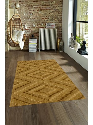Napoli Home Dijital Baskılı Kaymaz Taban Yıkanabilir Sade Yolluk Mutfak Salon Halısı, N-Sade-33-Kahve,