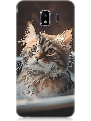 Teknomeg Samsung Galaxy J4 Duo Uyumlu Banyo Yapan Kedi Desenli Silikon Kılıf