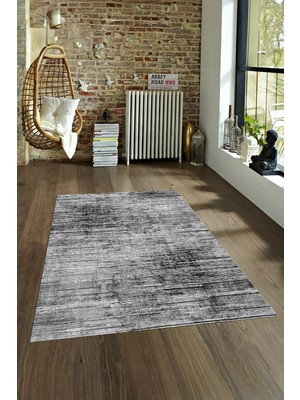 Napoli Home Dijital Baskılı Kaymaz Taban Yıkanabilir Sade Yolluk Mutfak Salon Halısı, N-Sade-37-Gri,